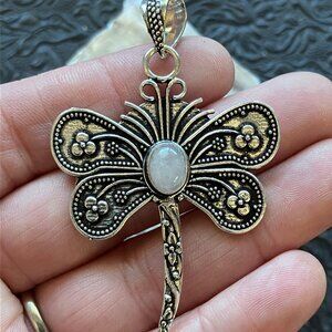 Rose Quartz Dragonfly Stone Jewelry Crystal Pendant